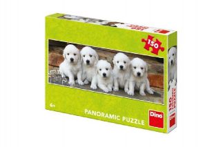 Obrázek z Puzzle pět štěňátek panoramic 66x23cm 150 dílků 